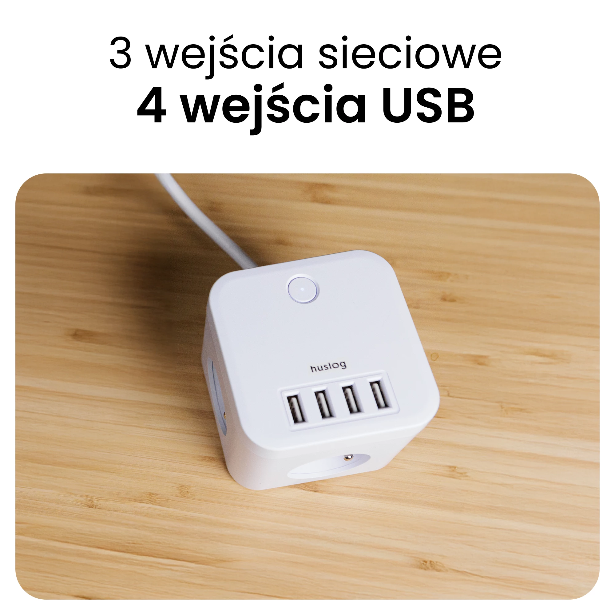 3Przedłużacz Kostka z 3 wejściami Biały