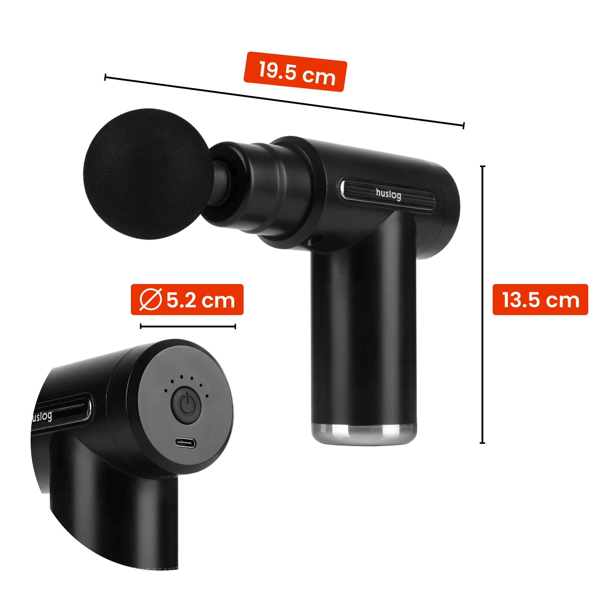 7Masażer wibracyjny do ciała Pistolet, 4 końcówki, etui w zestawie