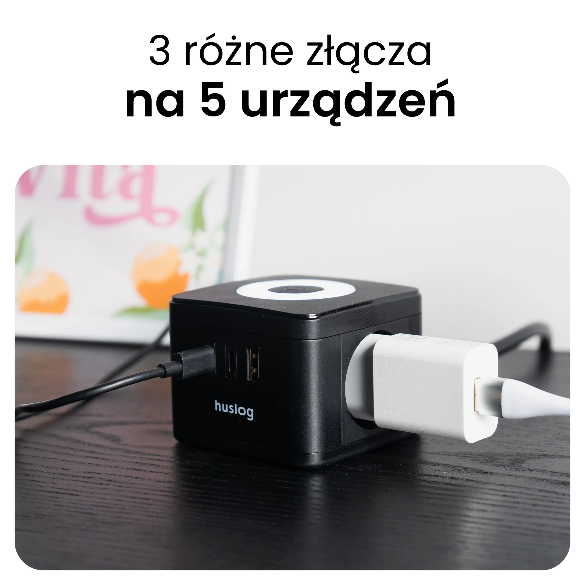 3Przedłużacz kostka z LED - HUS1001