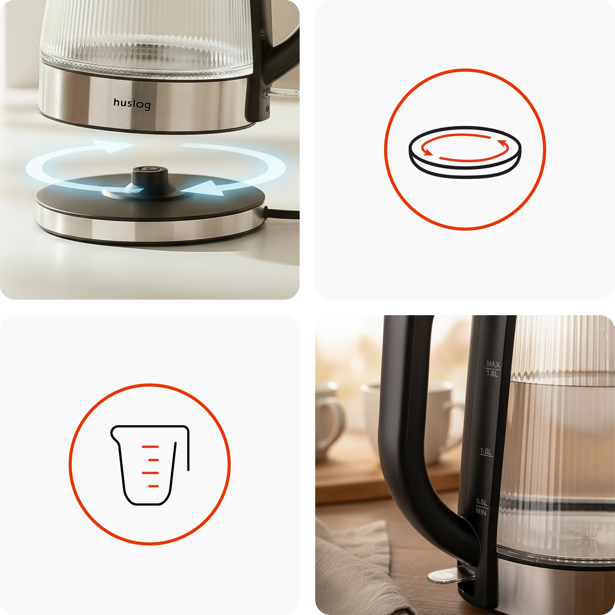 7Czajnik szklany ryflowany 1,8L