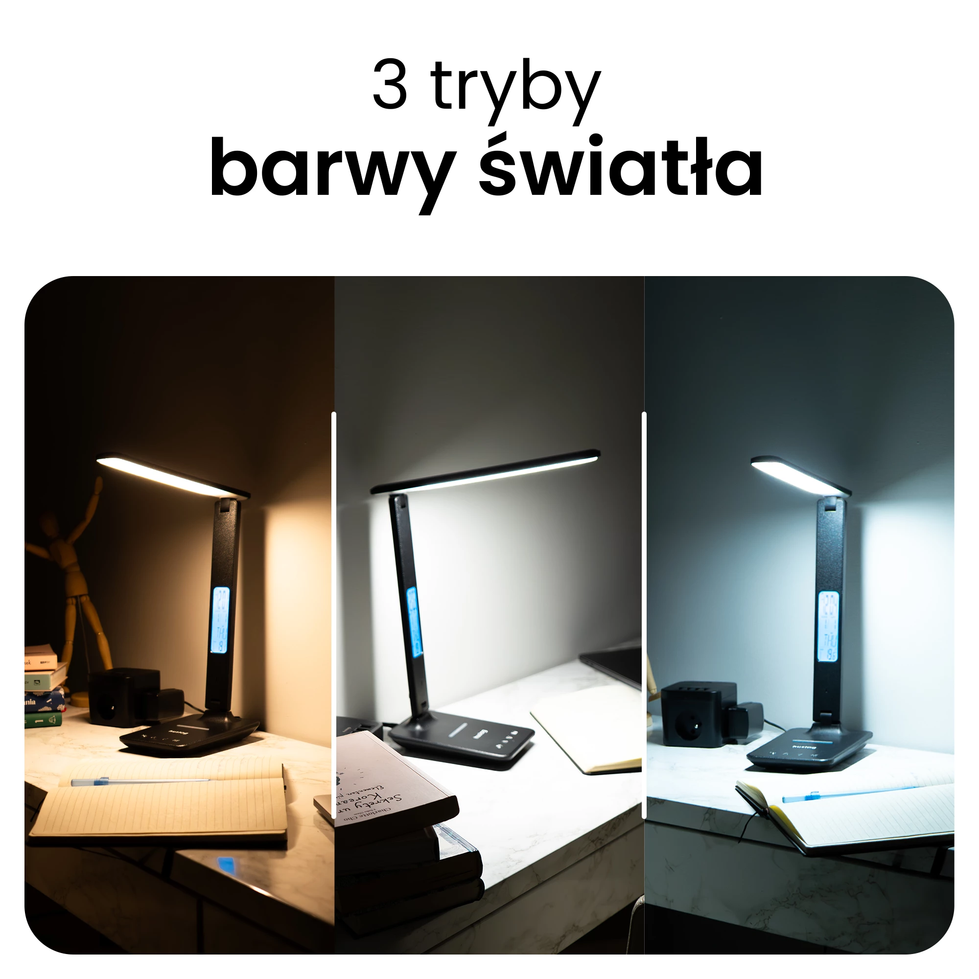 2Lampka LED z ładowaniem indukcyjnym i wyświetlaczem