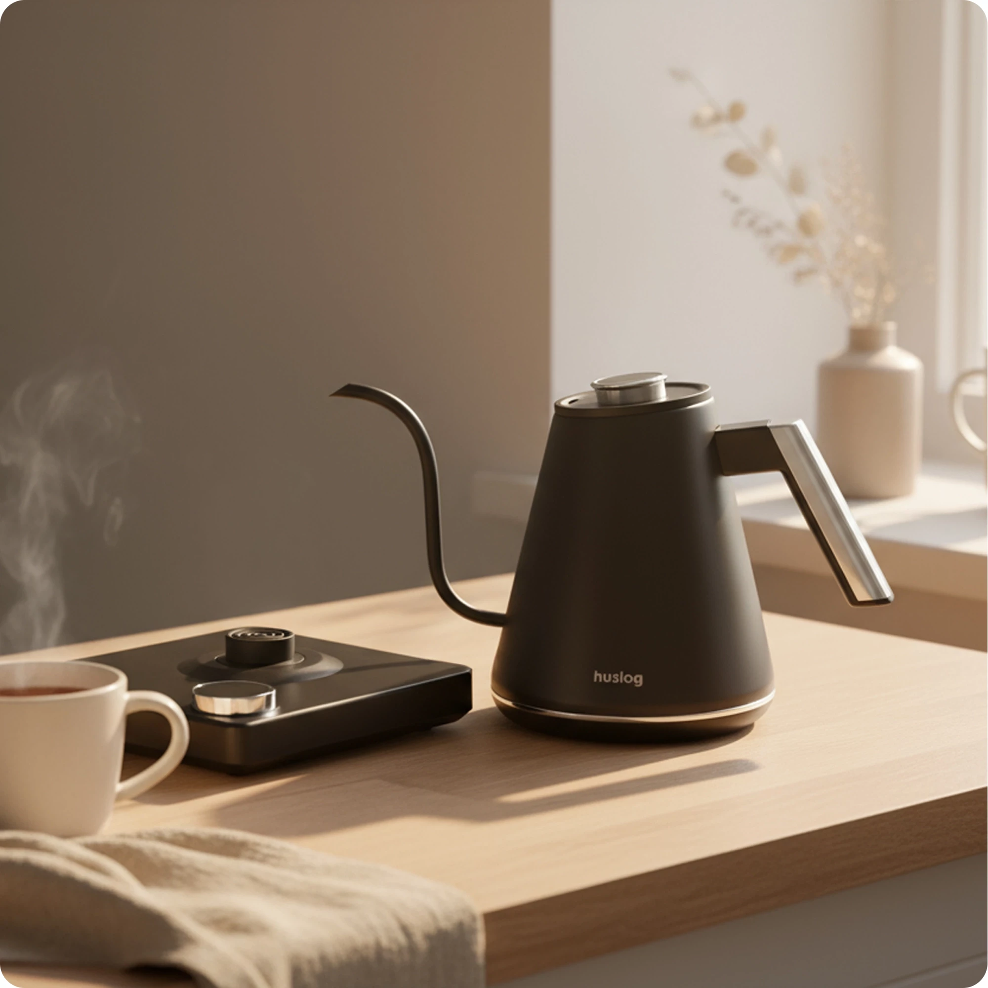 10Czajnik z podstawką czarno-srebrny 1L