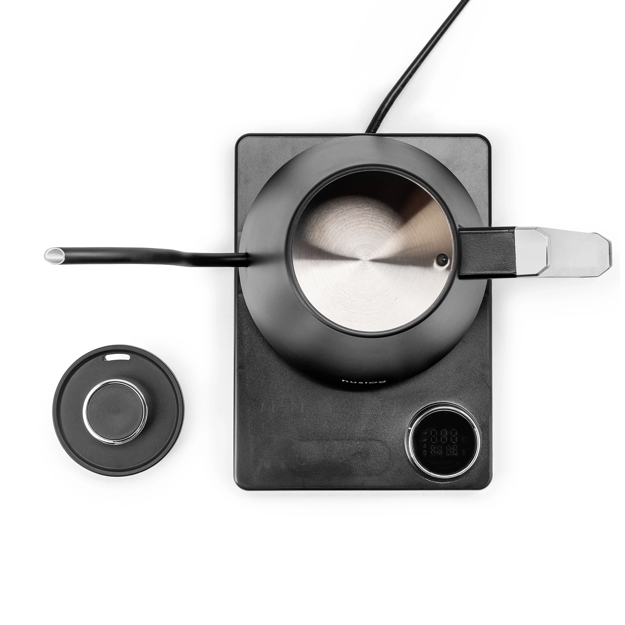 4Czajnik z podstawką czarno-srebrny 1L