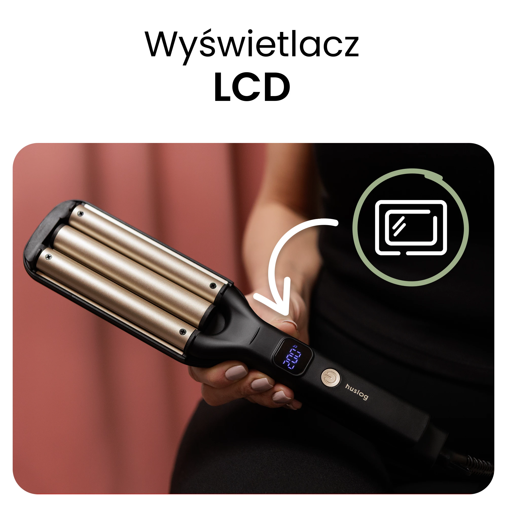 2Falownica do włosów czarno-szampańska