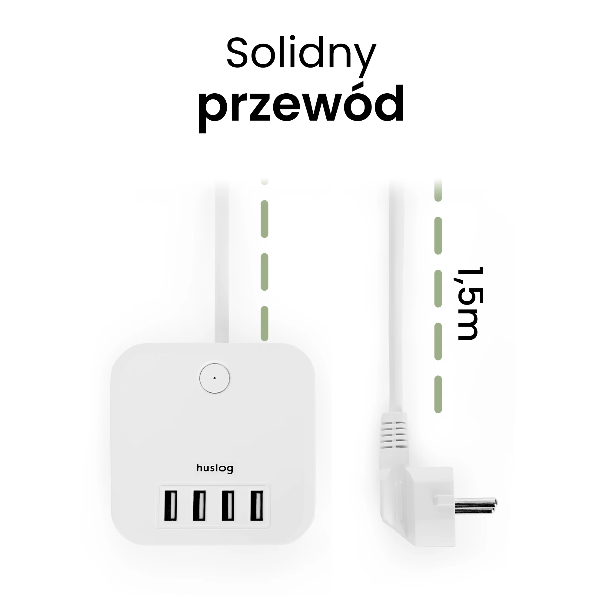 5Przedłużacz Kostka z 3 wejściami Biały
