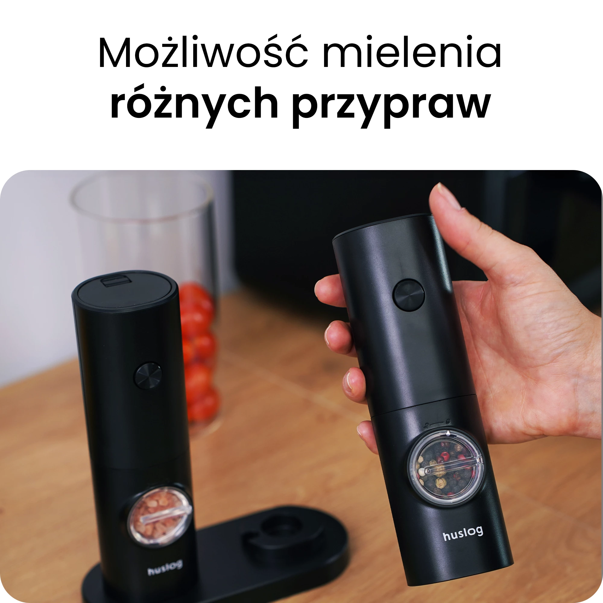 8Zestaw młynków na baterie, podświetlenie LED