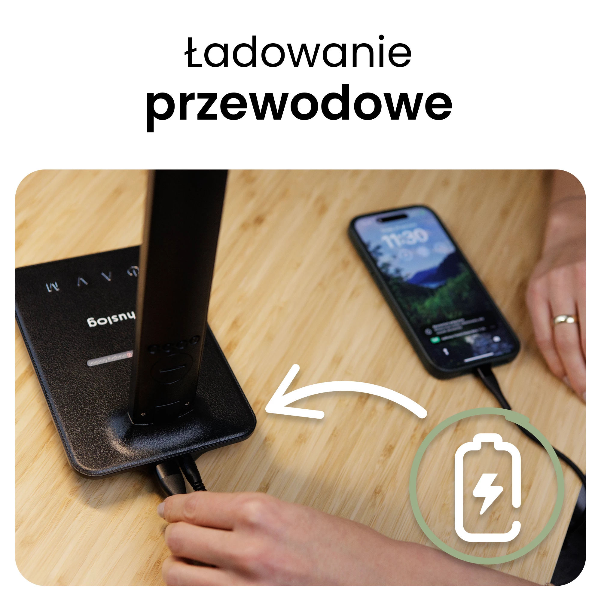 5Lampka LED z ładowaniem indukcyjnym i wyświetlaczem