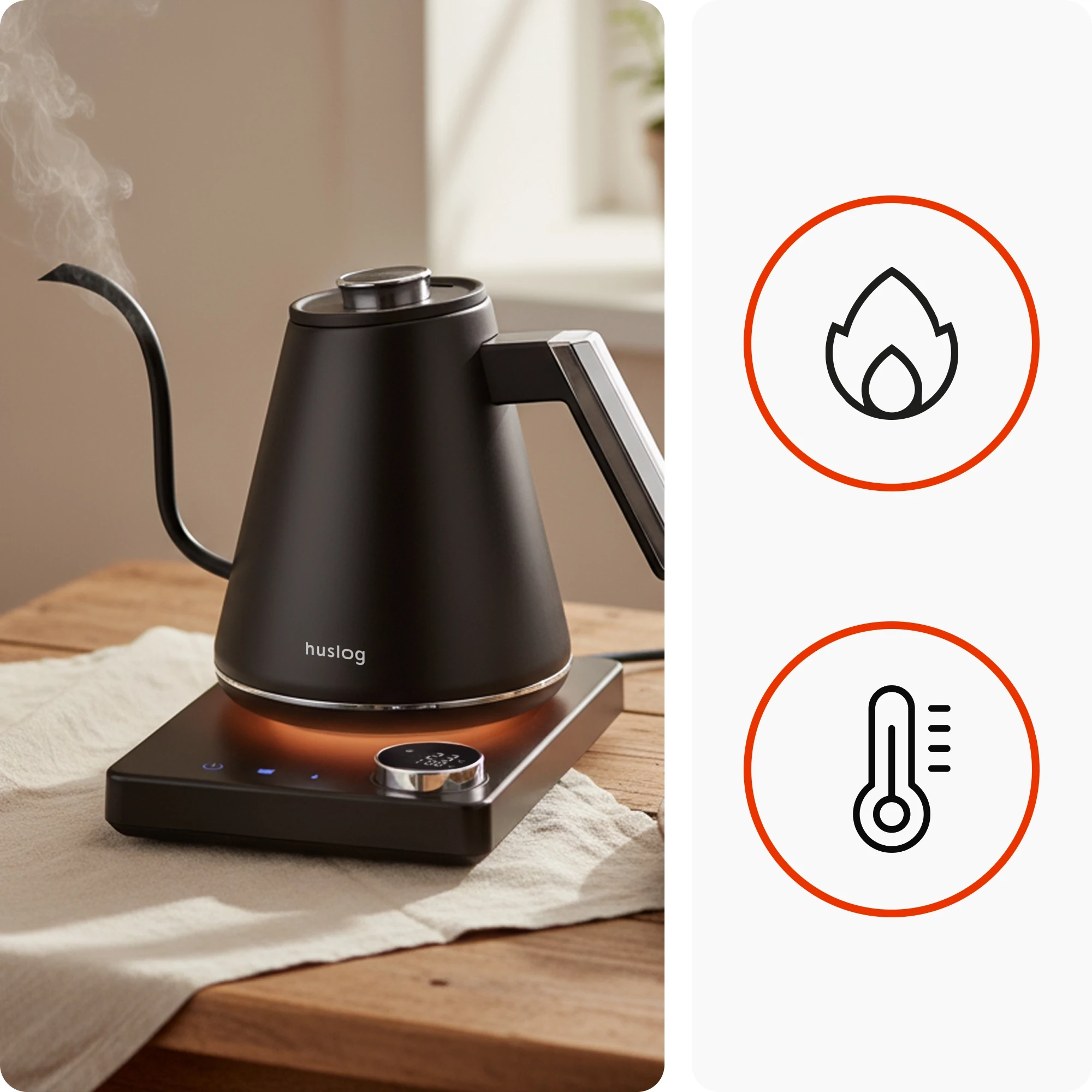 3Czajnik z podstawką czarno-srebrny 1L