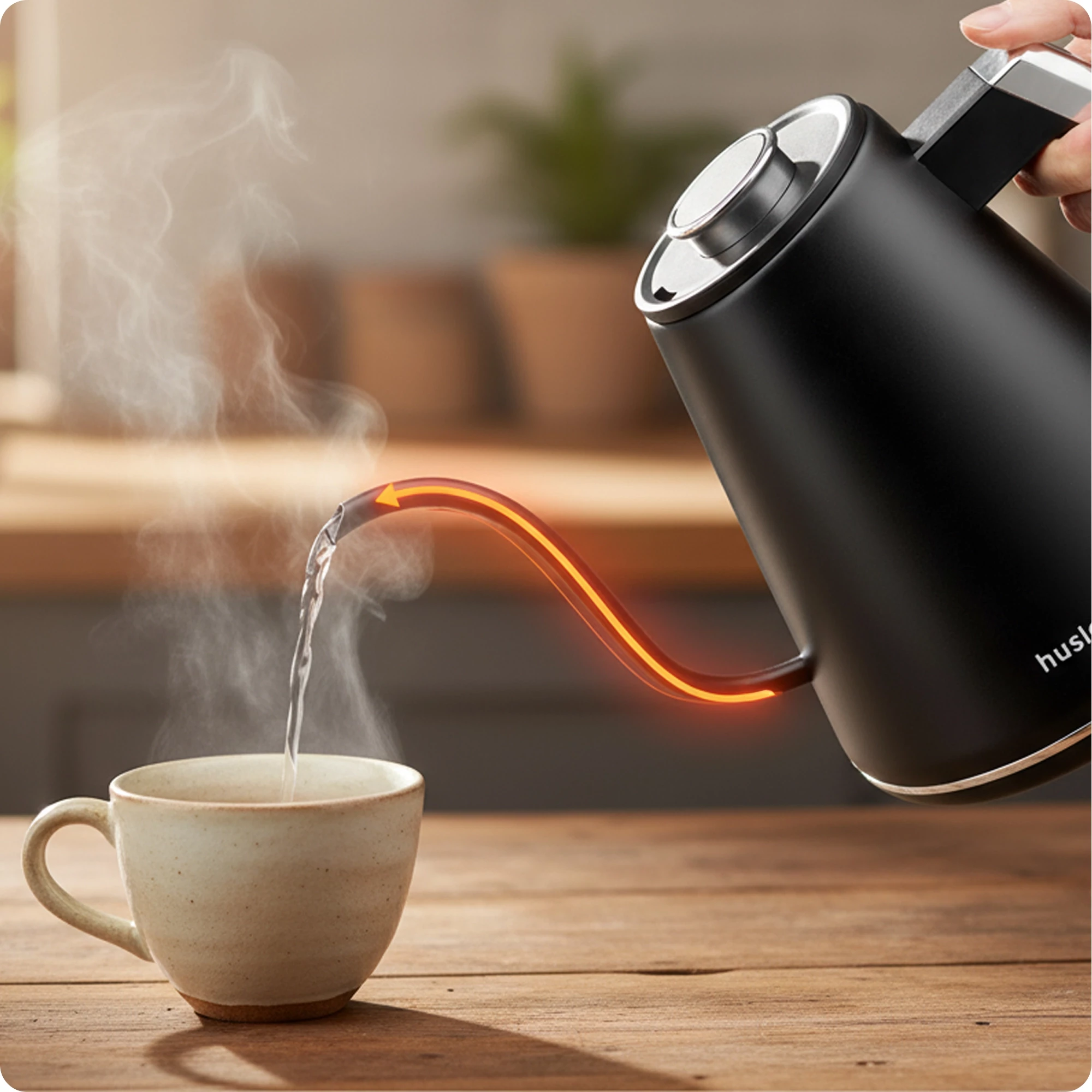 5Czajnik z podstawką czarno-srebrny 1L