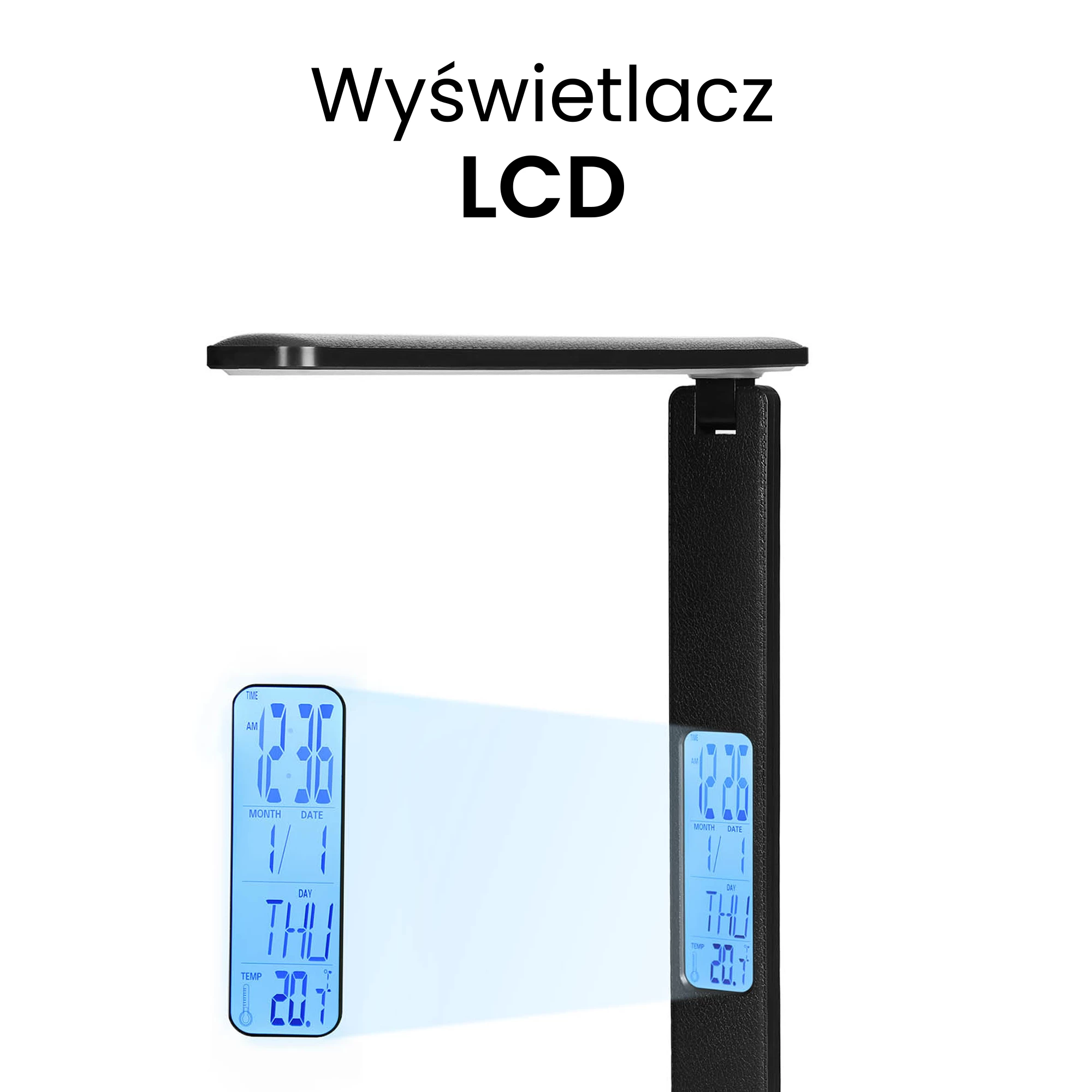 3Lampka LED z ładowaniem indukcyjnym i wyświetlaczem