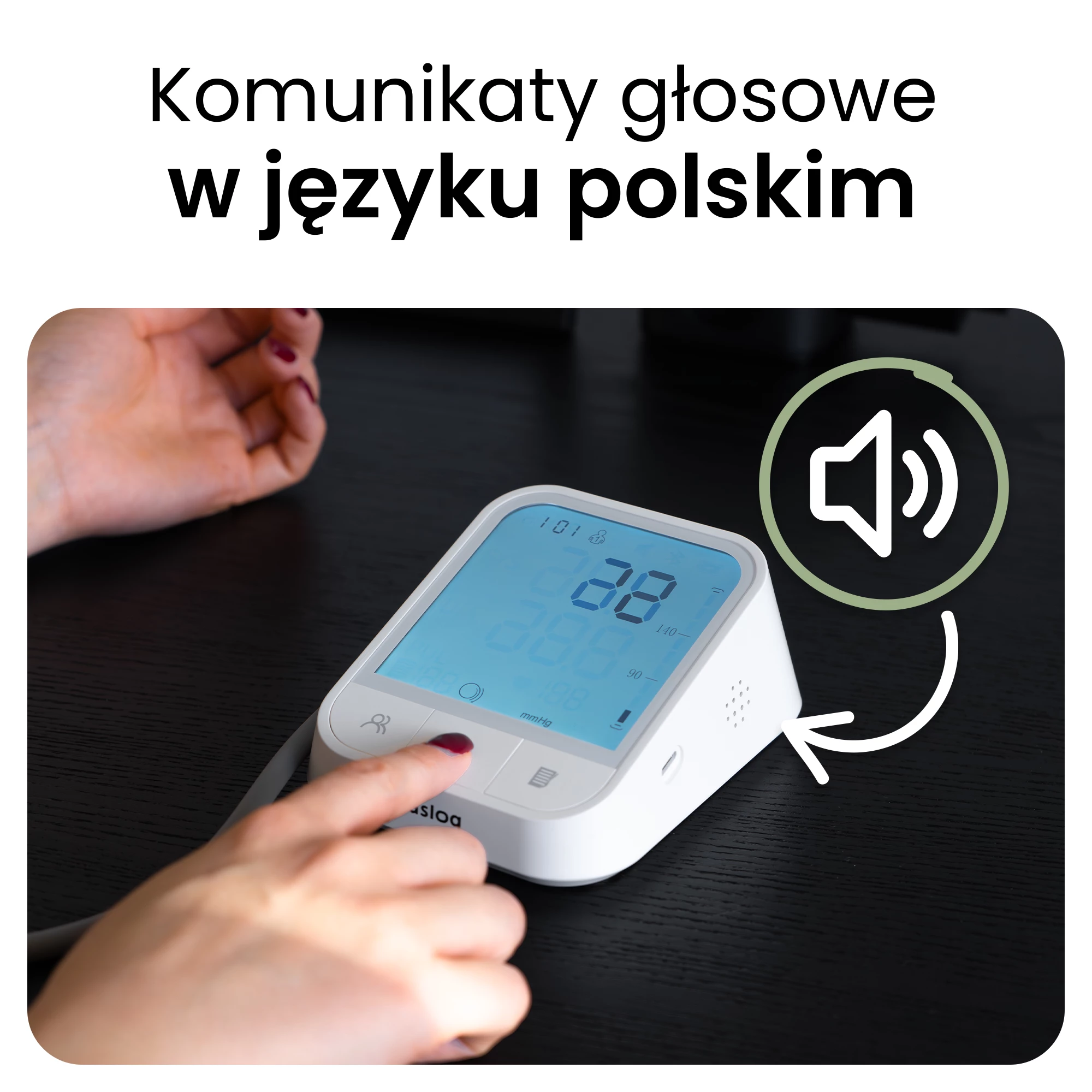 2Ciśnieniomierz naramienny z funkcją głosową biały
