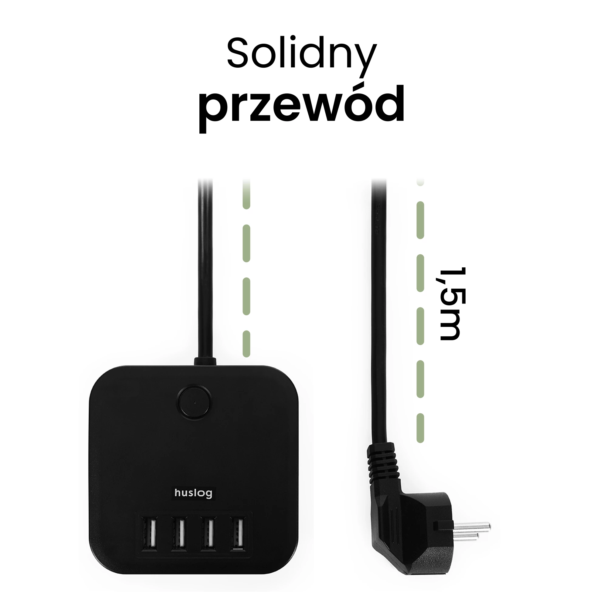 5Przedłużacz Kostka z 3 wejściami Czarny