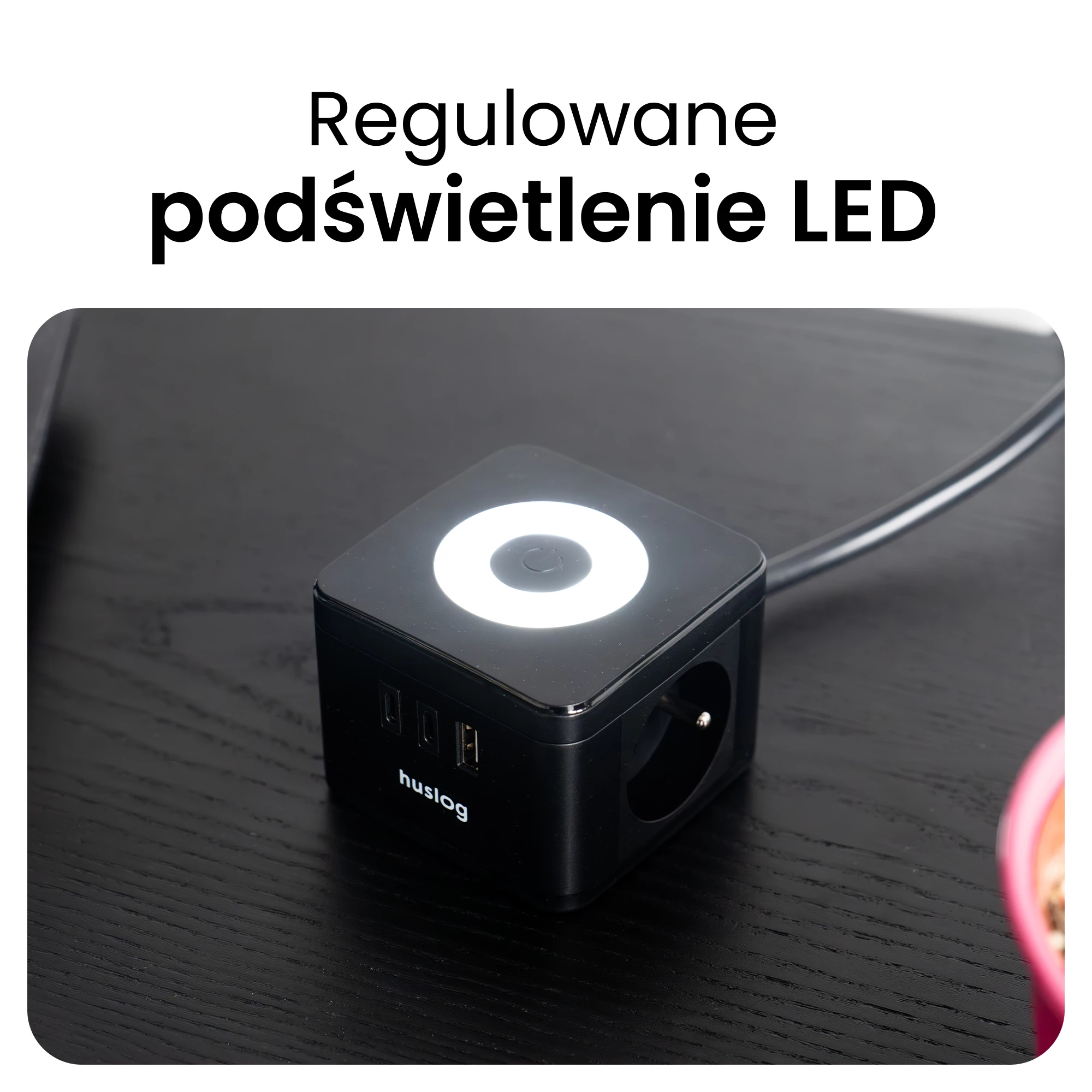 2Przedłużacz kostka z LED - HUS1001